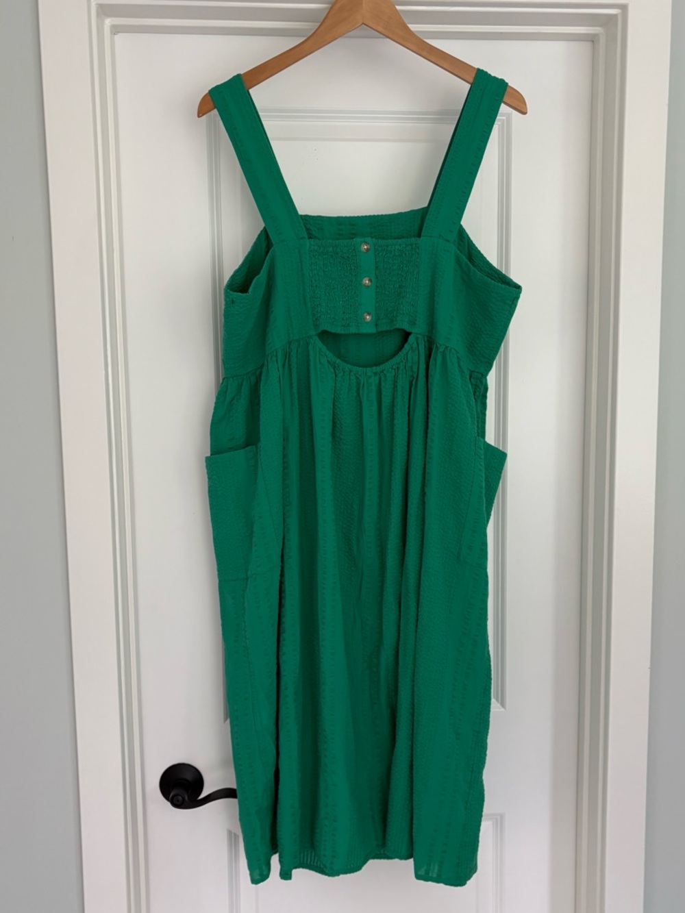Sonoma 100% Cotton Crinkle Kelly Green Midi Dress XL - Picture 6 of 9